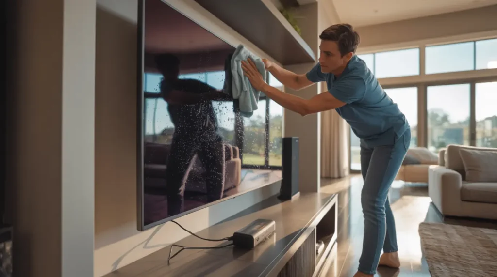 Preventing black dots on a TV screen through proper maintenance.