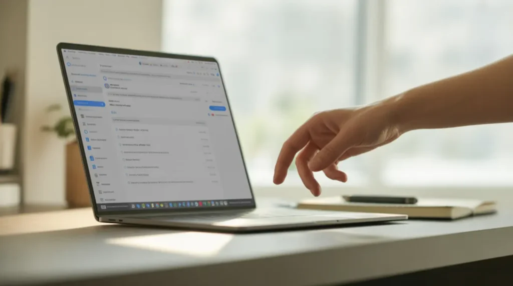 Open laptop on a desk during a display driver troubleshooting session.