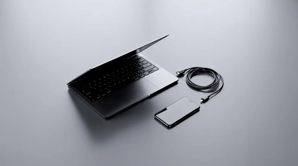 Tools laid out for testing an HP laptop display issue.