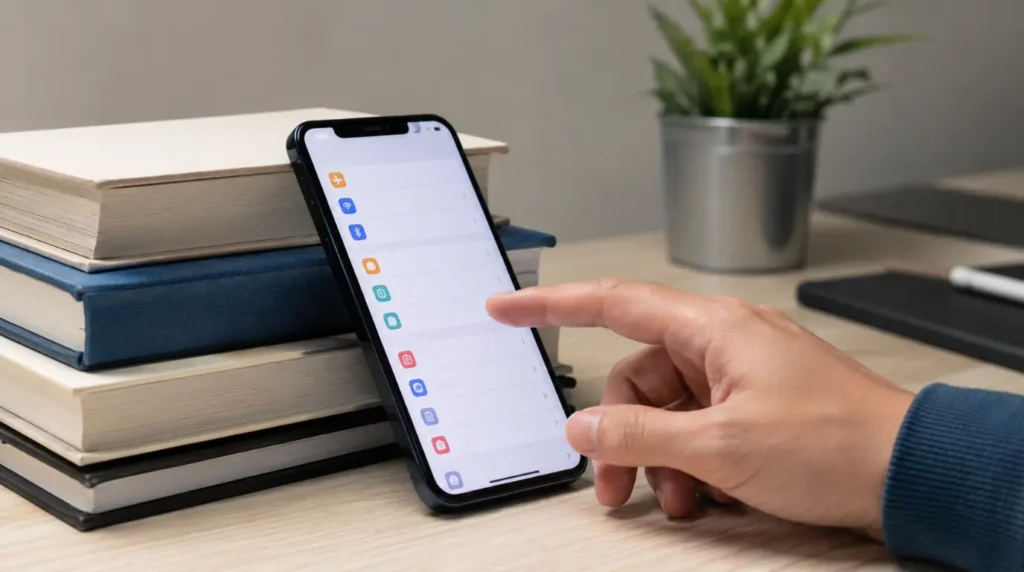 A hand adjusting phone settings while working through the Messenger fix steps.
