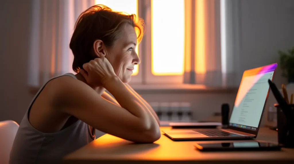 Person relieved after fixing a white screen caused by a Windows update