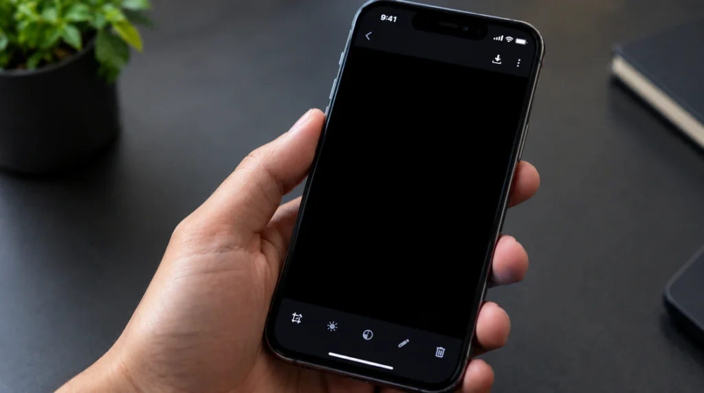 Smartphone showing a black screen when opening a Messenger photo