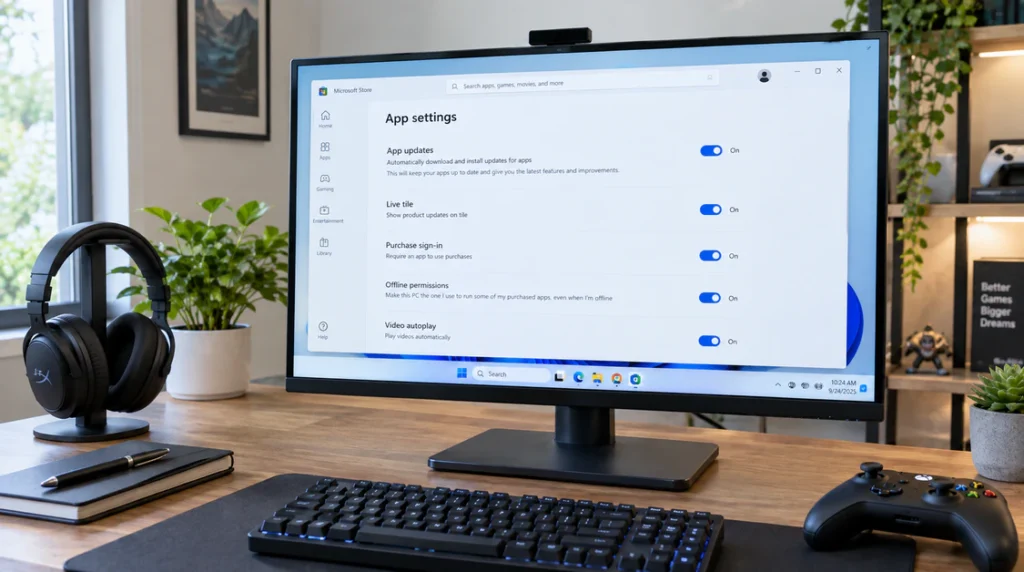 Microsoft Store automatic app updates setting turned on