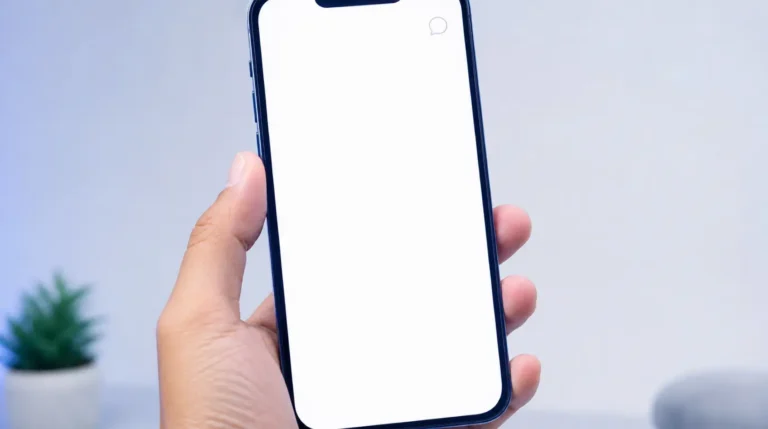 Smartphone showing Telegram white screen bug instead of chat list