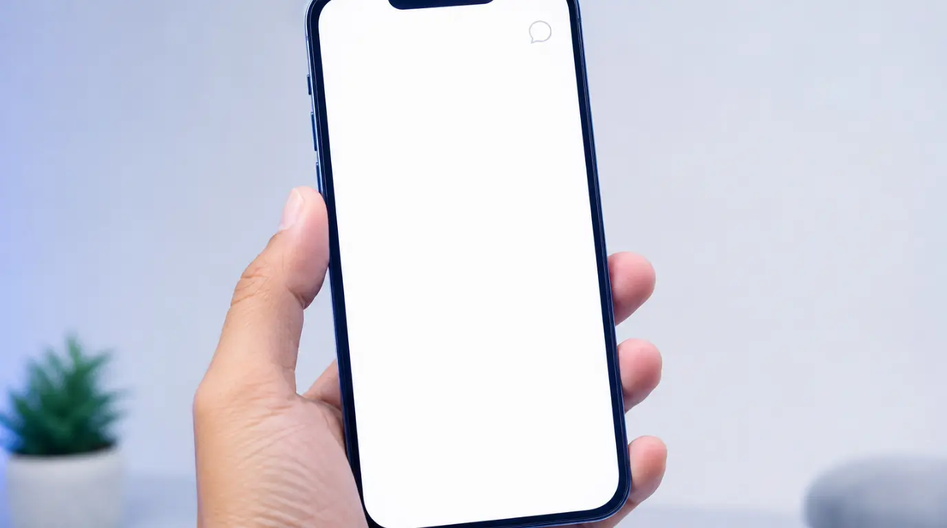 Smartphone showing Telegram white screen bug instead of chat list