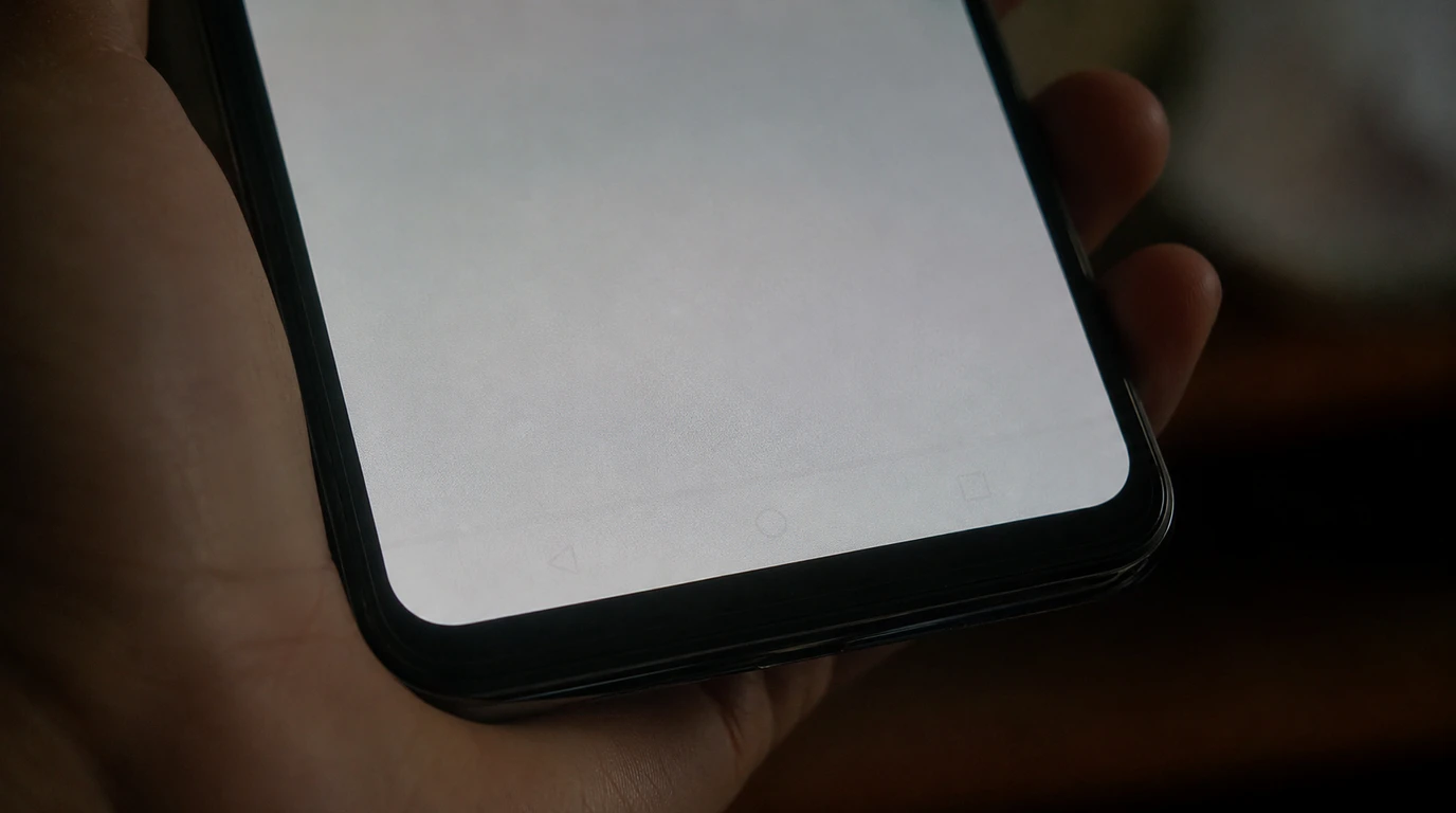 Google Pixel screen showing faint burn-in shadow of navigation bar on gray background