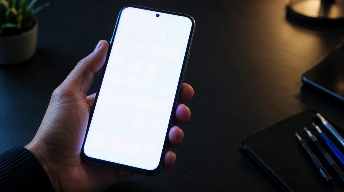 Smartphone screen glowing completely white showing the Instagram app crash issue