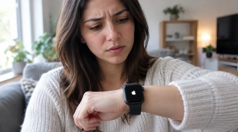 "Apple Watch stuck on the Apple logo screen while worn on a wrist"